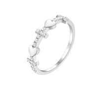 Lirzxin Anillos de compromiso para mujer, anillo de compromiso de oro blanco de 18 quilates, con cruz de corazón y moissanita redonda, oro blanco, M 1/2, Oro amarillo de 9 quilates, Moissanita