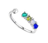 Lirzxin Anillos de compromiso para mujer, anillo de oro blanco de 18 quilates, diseño abierto ajustable con corazón turmalina sintética, alianzas de boda de oro blanco para mamá, novia, novia, 16, Oro