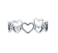 Lirzxin Anillos de compromiso para mujer, anillo de oro blanco de 18 quilates, diseño abierto ajustable a corazón, cable alianzas de boda de oro blanco para mamá, novia, novia, 16, Oro blanco de 14