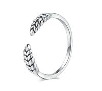 Lirzxin Anillos de compromiso para mujer, anillo de oro blanco de 18 quilates, diseño simple ajustable abierto con hoja, anillos de compromiso de oro blanco para mamá, novia, novia, 16, Oro blanco de