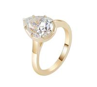 Lirzxin Anillos de mujer de oro 750 de 18 quilates, alianzas de compromiso, anillos de pareja, anillo solitario clásico con 8 garras, forma de gota, moissanita, 1 ct - 3 ct, anillo de boda para mujer