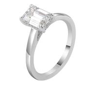 Lirzxin Anillos de oro blanco 750 18 K, alianzas de boda, anillos de boda, anillos de pareja, clásicos, sencillos con 4 garras, rectangulares, moissanita, 1 ct-3 ct, anillo de compromiso para mujer