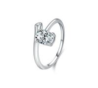 Lirzxin Anillos de oro blanco 750 18 K, anillos de boda para mujer, simples ovalados, moissanita, 1 ct, anillos de amistad, anillos de pareja, oro blanco, 51 (16.2), Oro blanco de 9, Moissanita