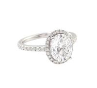 Lirzxin Anillos de oro blanco 750 de 18 K, anillos de boda, anillos de compromiso, anillos de boda, anillos clásicos halo de media eternidad, serie con 4 dientes, ovalado, moissanita, 1 ct - 3 ct