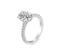 Lirzxin Anillos de oro blanco 750 de 18 quilates, alianzas de boda, anillos de pareja, elegantes anillos de eternidad, con 1 ct - 3 ct, ovalado, moissanita, anillo de compromiso para mujer, oro blanco