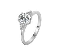 Lirzxin Anillos de oro blanco 750 de 18 quilates para mujer, alianzas de boda, anillos de compromiso, elegantes triángulos, diseño de 4 dientes, ovalado, moissanita, 1 quilate, 3 quilates, oro blanco