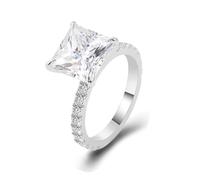 Lirzxin Anillos de oro blanco 750 de 18 quilates para mujer, anillos de boda, anillos de compromiso, anillo clásico de media eternidad con 4 garras, princesa cuadrada, moissanita, 1 ct - 3 ct, anillos