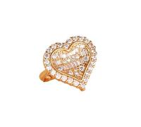Lirzxin Anillos de oro para mujer 585 de 14 quilates, anillo de compromiso para mujer, ajustable, corazón de lujo con diamantes creados, anillos de boda, anillos de boda, oro amarillo, 47 (15.0), Oro