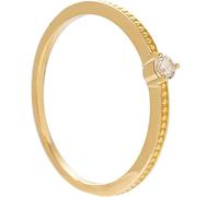 Lirzxin Anillos de oro para mujer 585 de 14 quilates, anillos de amistad para mujer, sencillos y finos, solitarios, redondos, diamantes de boda, oro amarillo, 16, Oro amarillo 585 de 14 quilates