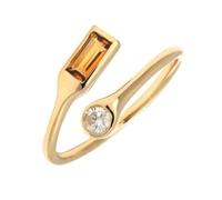 Lirzxin Anillos de oro para mujer 750 18 K, anillos de compromiso para mujer, ajustables, diseño abierto, rectangular, citrino y redondo, moissanita, anillo de boda, anillo de boda, anillo de oro