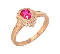 Lirzxin Anillos de pareja para mujer, oro rosa 585 de 14 K, anillos de boda para mujeres, diseño con forma de gota con laboratorio de 0,69 quilates, rubí y moissanita, anillos de boda, anillos de