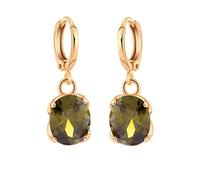 Lirzxin - arete colgantes de oro amarillo de 9 quilates para mujer, aretes colgantes con amatista ovalada, para mujer, oro, Una talla, Oro amarillo de 9 quilates, Peridoto