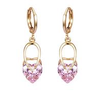Lirzxin - arete colgantes de oro de 9 quilates para mujer, aro con forma de gota de agua, diseño de moissanita, color dorado, Una talla, Oro amarillo de 9 quilates, cristal Moissanita