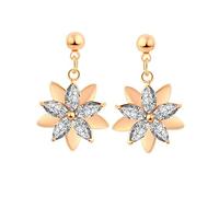 Lirzxin - arete colgantes de oro de 9 quilates para mujer, forma de flor con moissanita, para mujer, color dorado, Una talla, Oro amarillo de 9 quilates, Moissanita