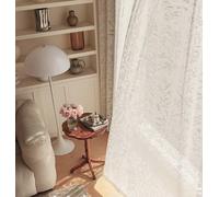 Lirzxin - Cortina de cortina para dormitorio, transparente, poliéster, con ganchos, encaje, árbol, sucursales, flores, hojas jacquard y cortinas para sala de estar, interior, color blanco, 137 x 183