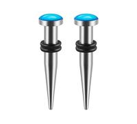 Lirzxin Dilatador de oreja de 10 mm, 2 unidades, de acero quirúrgico, cónico, redondo, con gotas de aceite, color negro, 10 mm, 2mm, Acero inoxidable, No Gemstone