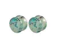 Lirzxin Expansor de calibre de oreja, 2 unidades de dilatadores de túnel de piedra, 00 g, doble acampanado, sólido, redondo, piedra fénix natural, túneles de calibre de 10 mm, color verde, 7/8 inch