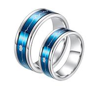 Lirzxin Juego de anillos de compromiso para mujeres y hombres, anillo de compromiso de acero inoxidable para parejas, anillo giratorio a juego de 7 mm, redondo con latido de corazón, juego de anillos