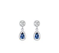 Lirzxin Ohrringe Anhänger Weißgold 750 585 375 Echtgold, Hängende Ohrringe Damen mit 0.25ct Tropfen Labor Erstellter Saphir und Moissanite Ohrhänger Damen Hochzeit Nickelfrei Echtschmuck