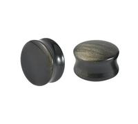 Lirzxin Pendiente dilatador Plug de 10 mm, 2 unidades de piedra de doble dilatación brillante sólido redondo Piercing dilatador Plug Negro 10 mm, 14mm, Piedra, No Gemstone