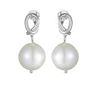 Lirzxin Pendientes colgantes de oro amarillo 750 585 375 de oro auténtico, pendientes para mujer, elegantes trenzados, nudos con diamantes redondos y perlas, pendientes para mujer, boda, sin níquel