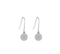 Lirzxin Pendientes colgantes de oro blanco para mujer, oro blanco de 14 quilates, clásicos, simples y redondos de moissanita, aretes colgantes para mujer, esposa, madre e hija, One Size, Platino