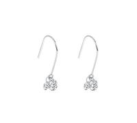 Lirzxin Pendientes colgantes de oro blanco para mujer, oro blanco de 14 quilates, simples y redondos de moissanita, aretes colgantes para mujer, esposa, madre e hija, Oro blanco, Moissanita