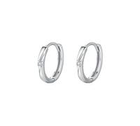 Lirzxin Pendientes de aro de oro blanco para mujer, oro blanco de 14 quilates, círculo fácil de combinar con diamantes redondos de 4 puntas para mujer, madre, esposa, hija, Oro blanco de 9 quilates