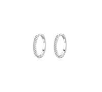 Lirzxin Pendientes de aro de oro blanco para mujer, oro blanco de 14 quilates, círculo simple con moissanita redonda, aretes de aro para mujer, madre, esposa, hija, 15.6mm, Oro blanco de 9 quilates