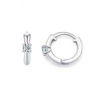 Lirzxin Pendientes de aro de oro blanco para mujer, oro blanco de 14 quilates, clásicos, elegantes, de 4 puntas, redondos, moissanita, aretes de aro para mujer, esposa, madre e hija, Oro blanco
