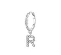 Lirzxin Pendientes de aro para mujer, oro blanco 750, 585, 375, oro auténtico, pendientes colgantes redondos de moissanite con letras para mujer, joyas auténticas, bodas y novias, oro blanco
