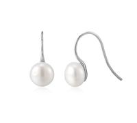 Lirzxin Pendientes de gota de oro amarillo para mujer, oro amarillo de 14 quilates, clásicos, simples con perlas redondas de 8 mm, aretes colgantes para mujer, esposa, madre e hija, One Size, Oro
