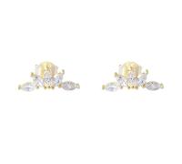 Lirzxin Pendientes de oro amarillo 750 585 375 para mujer, pendientes sencillos de diseño de pétalos con marquesa moissanite, joyas auténticas para bodas y novias, oro, Einheitsgröße, Oro amarillo de