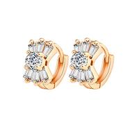 Lirzxin Pendientes de oro amarillo para mujer 585, pendientes de aro para mujer, círculo sencillo con flor, moissanita, pendientes de cumpleaños para novia, oro amarillo