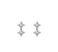 Lirzxin Pendientes de oro blanco 750 585 375 de oro auténtico para mujer, pendientes simples dobles cuadrados de moissanite, joyas auténticas para bodas y novias, oro blanco, Einheitsgröße, Platino
