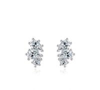 Lirzxin Pendientes de tuerca de oro blanco para mujer, oro blanco de 14 quilates, 3 lágrimas, moissanita, hélice, cartílago, para mujer, madre, esposa, hija, Oro blanco, Moissanita