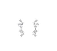 Lirzxin Pendientes de tuerca de oro blanco para mujer, oro blanco de 14 quilates, elegante estrella con moissanita redonda, cartílago de hélice, aretes para mujer, madre, esposa, hija, Oro blanco de 9