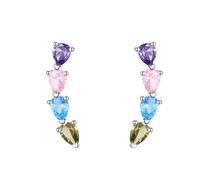 Lirzxin Pendientes de tuerca de oro blanco para mujer, oro blanco de 14 quilates, elegantes lágrimas, amatista, topacio, peridoto, hélice, cartílago, para mujer, madre, esposa, hija, One Size, Oro