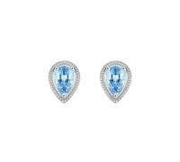 Lirzxin Pendientes de tuerca de oro blanco para mujer, oro blanco de 14 quilates, elegantes lágrimas creadas en laboratorio, paraiba, turmalina, hélice, cartílago, para mujer, esposa, madre e hija
