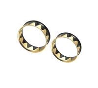 Lirzxin Piercing dilatador de 10 mm, 2 unidades, de acero quirúrgico, redondo, hueco con forma de onda, doble ensanchada, pendientes dilatadores, color negro y dorado, 10 mm, 12mm, Acero inoxidable