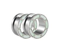Lirzxin Piercing dilatador para oreja, 10 mm, 2 unidades, acero quirúrgico, con tornillo único, redondo, hueco con ópalo, pendientes dilatadores, color plateado y azul, 10 mm, 22mm, Acero inoxidable