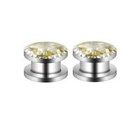 Lirzxin Plugs dilatadores de 10 mm, 2 unidades, de acero quirúrgico, con tornillo, estrella, circonita cúbica, individual, dilatador, color plateado, 10 mm, 12mm, Acero inoxidable, No Gemstone