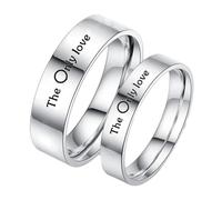Lirzxin The Only Love - Anillo de compromiso para hombre y mujer, de acero inoxidable, para parejas, redondo, brillante, 4/6 mm, personalizable, color plateado, Donna Misura 20 & Uomo Misura 25, Acero