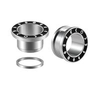 Lirzxin Túnel dilatador para lóbulo de 10 mm, 2 unidades, de acero quirúrgico, con tornillo único, hueco, redondo, con luna, piercing dilatador, pendientes plateados, 10 mm, 14mm, Acero inoxidable, No