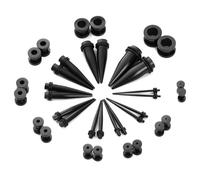 Lirzxin Túneles de calibración, 36 tapones de acero inoxidable de 14 a 00 g, ajuste de tornillo 2 en 1, forma geométrica intercambiable, simple/doble, acampanado, cónico de 1,6 a 10 mm, color negro