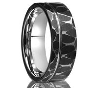 Lirzxin Wolfram Ring Partnerringe Herren Eheringe Verlobungsung Ringe Hochzeitsringe Trauringe Freundschaftsringe Herren Gehämmert und Gerilltes Design Ring Geburtstag, Tungsteno, Sin piedra preciosa