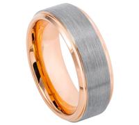 Lirzxin Wolfram Ring Verlobungsung Herren, Eheringe Hochzeit Ringe Trauringe Partnerringe Freundschaftsringe Herren 8MM breit Zweifarben Poliert und Gebürstet Ringe Geburtstag, Tungsteno, Sin piedra
