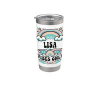 LISA Vibes Only Cute Retro Girls LISA Name Vaso térmico de acero inoxidable de doble pared