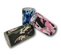 LisaCare - Vendas de Tres Fijaciones En Verde Camuflaje Rojo Azul - 10cmx4,5m por Rollo - Venda Cohesiva, Autoadhesiva - Elástica, Hidrófuga, Antigrasa