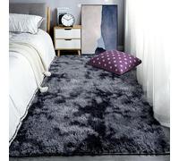 LISANSAN Alfombra Dormitorio 190 x 250 cm Antideslizante Fácil de Limpiar Alfombras Salón Pelo Largo Diseño Moderno para Sala, Dormitorio, Cocina y Habitación Infantil, Gris Oscuro